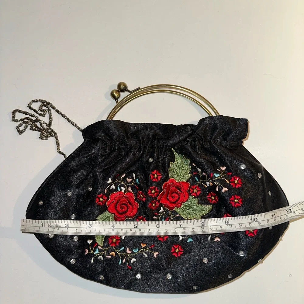 Beautiful Vintage Handmade Asian Inspired Floral Evening Bag Purse